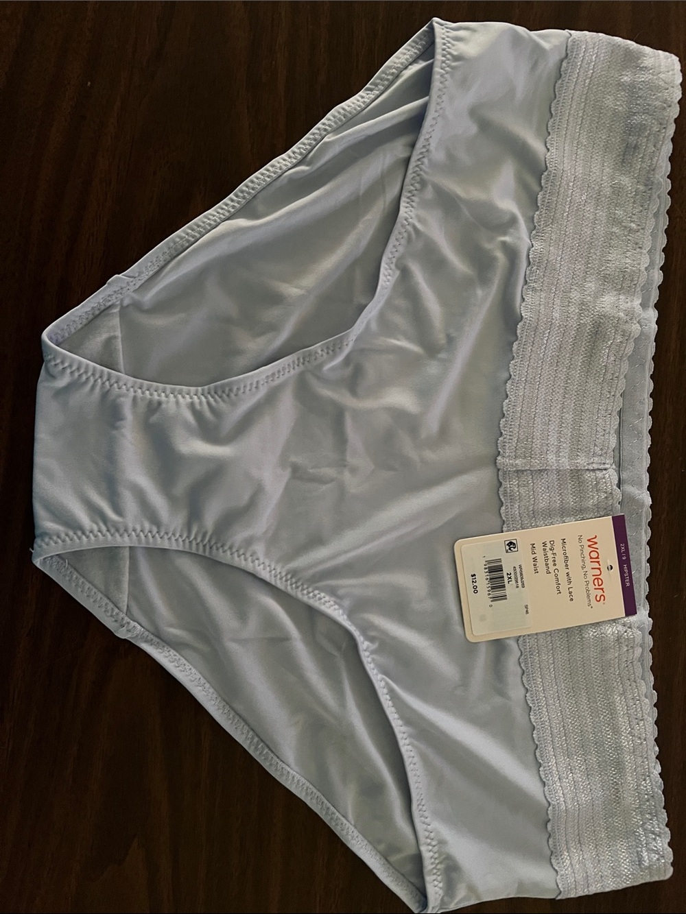 NWT Warner's Pale Blue Lace-Waist Women's Brief